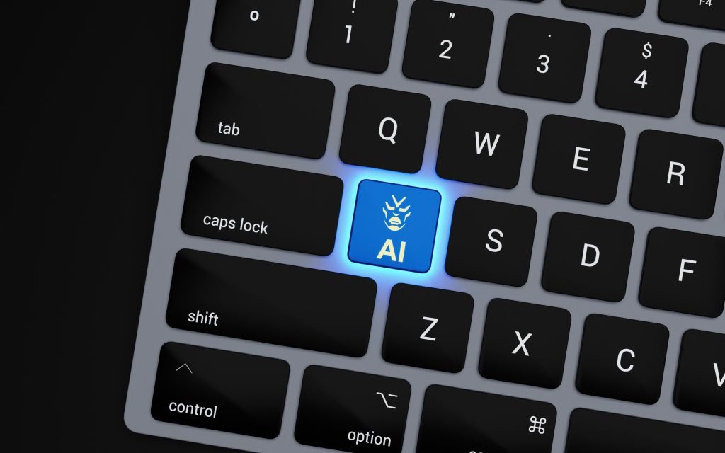 Keyboard with AI blue button