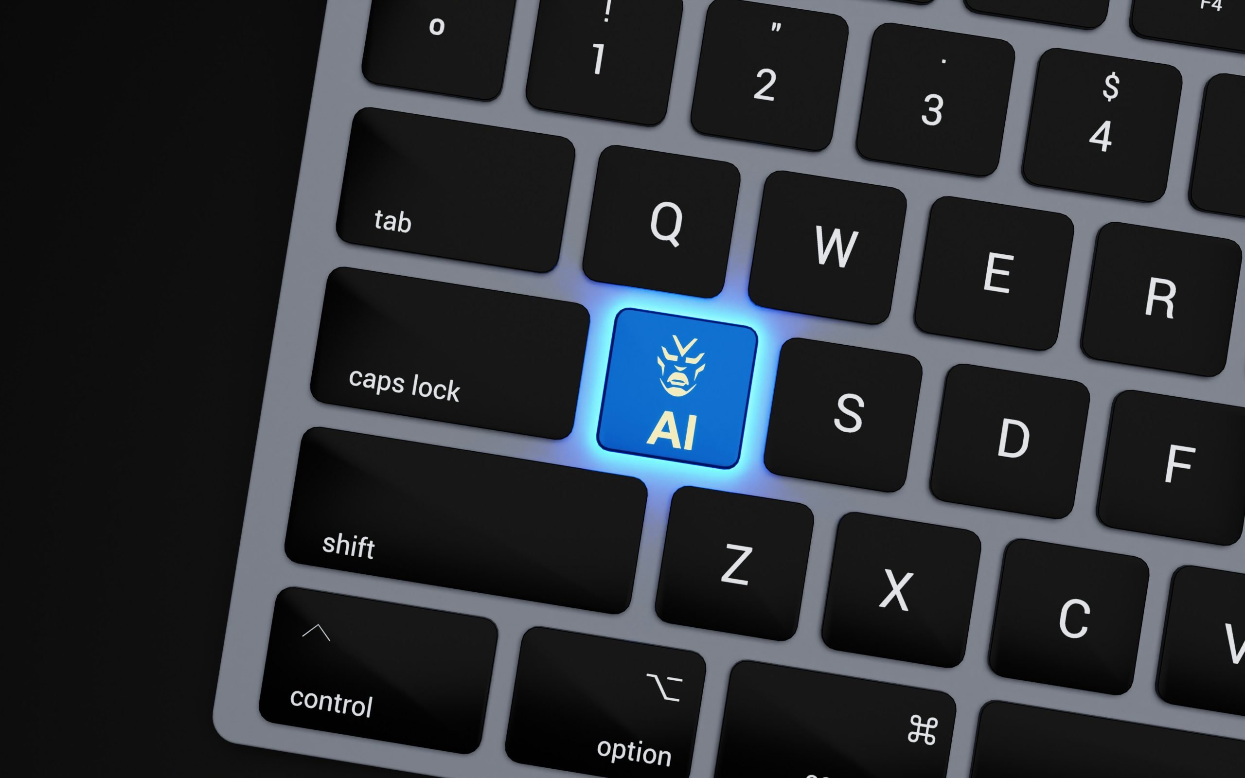 Keyboard with AI blue button