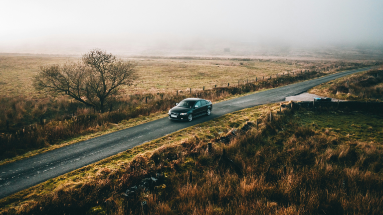 car driving in the rural area