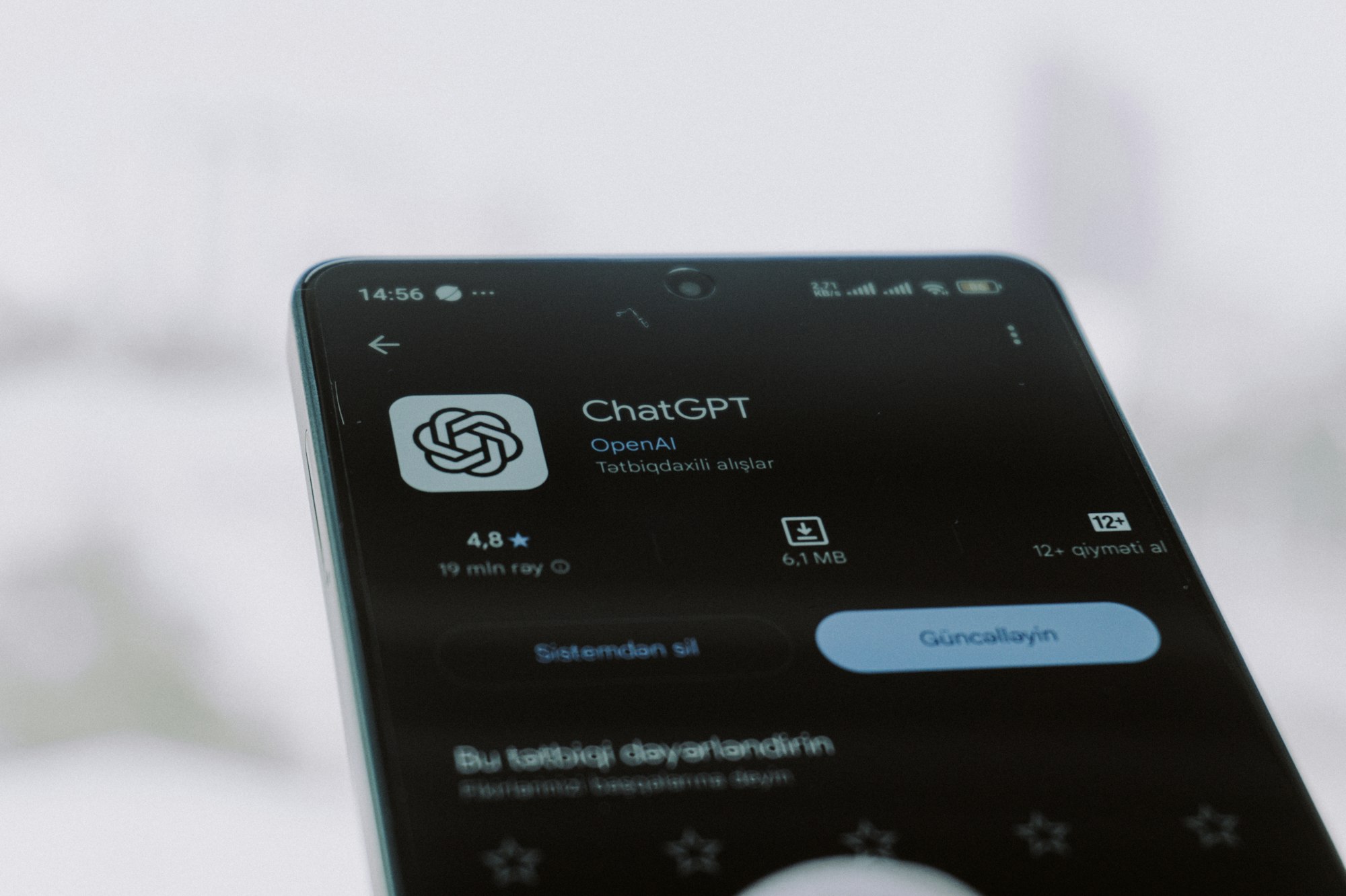 ChatGPT app open on a smartphone screen